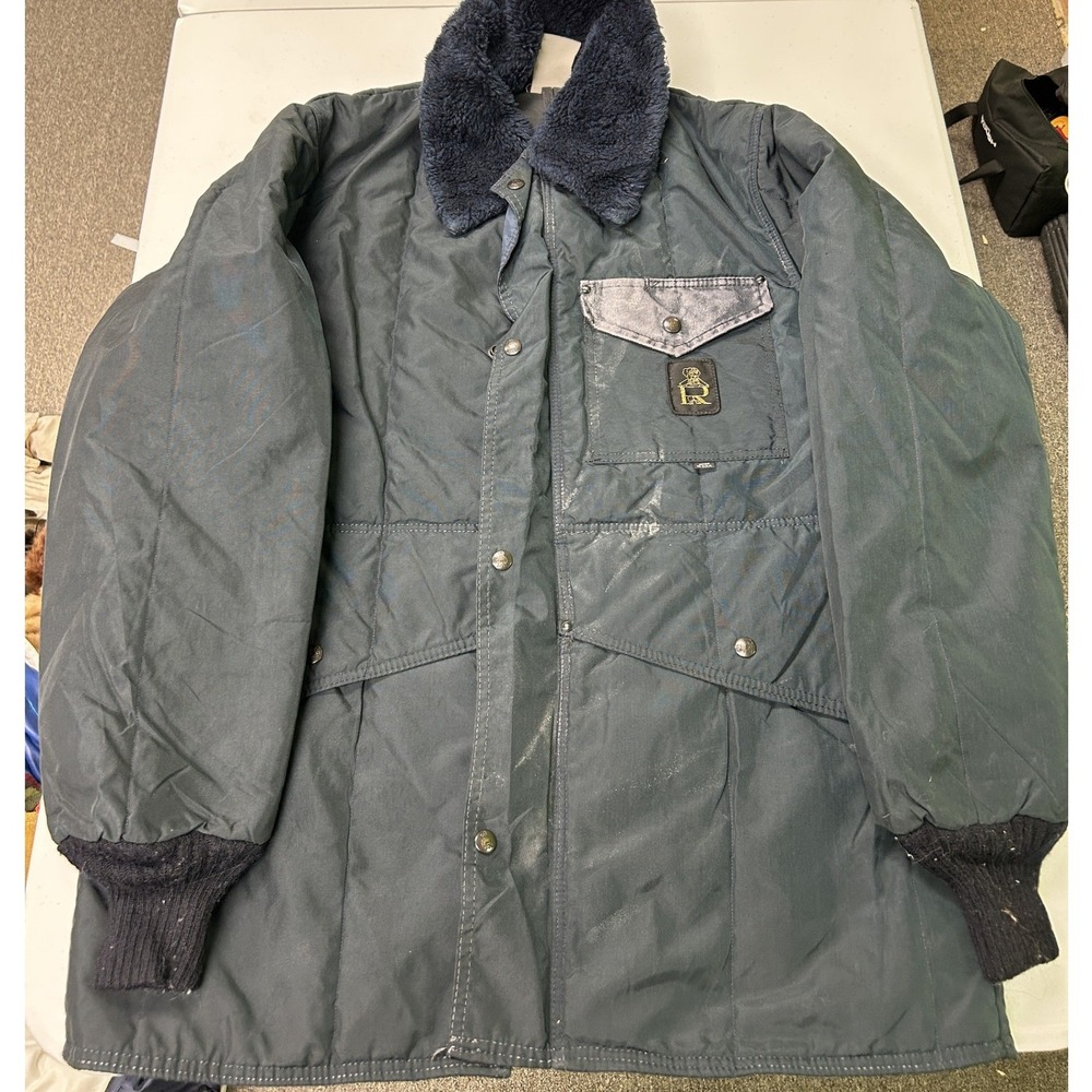 RefrigiWear Insulated Freezer Parka Mens Large Navy Blue Quilted Made in USA